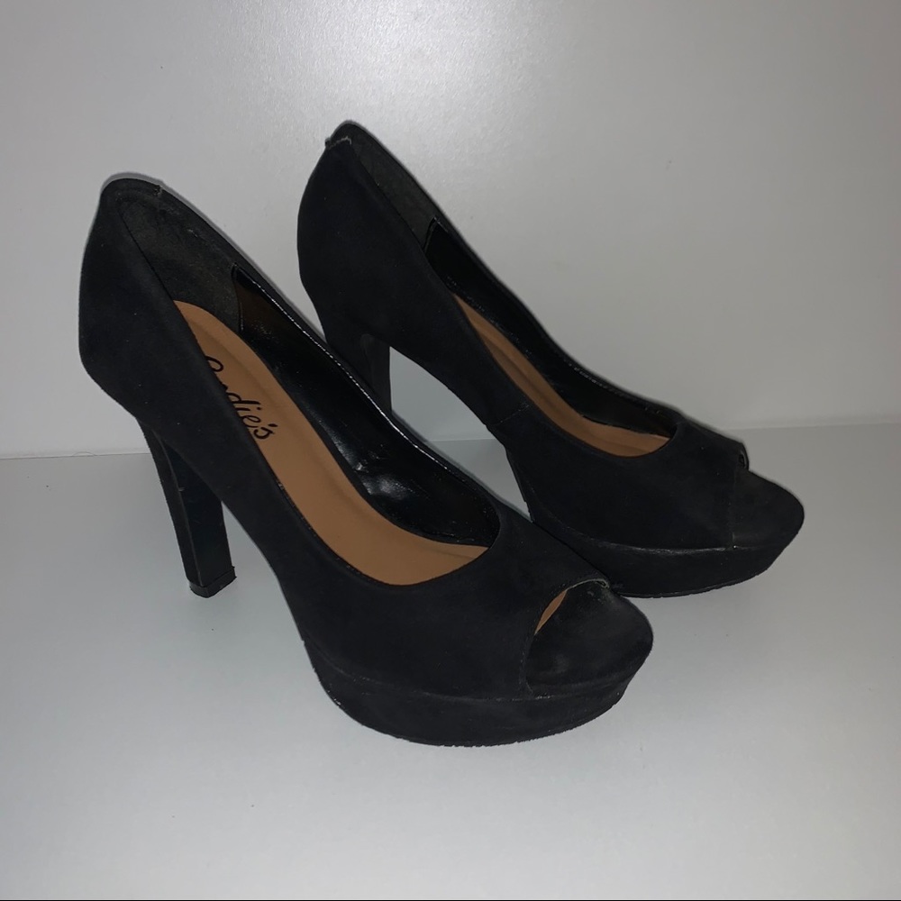 Black suede candie’s heels